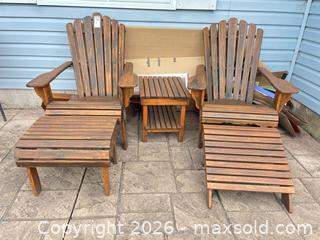 MaxSold Auction: Wood Adirondack Chairs with Ottomans and Side Table B - Lombardy (Ontario, Canada) Estate Sale Online Auction - Berry Park Lane