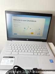 MaxSold Auction: HP 14-inch Chromebook Laptop Silver Intel - Decatur (Georgia, USA) SELLER MANAGED Reseller Online Auction - North Druid Hills Road (STORAGE)