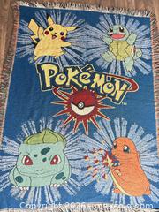 MaxSold Auction: Vintage 1990s Pokémon Tapestry Throw Blanket - Decatur (Georgia, USA) SELLER MANAGED Reseller Online Auction - North Druid Hills Road (STORAGE)