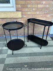 MaxSold Auction: 2-Tier Black Metal Side Table Set – Round & Oval Trays, Modern Industrial Style | 2 Tables - Toronto (Ontario, Canada) SELLER MANAGED Moving Online Auction - Howard Park Avenue