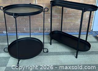 MaxSold Auction: 2-Tier Black Metal Side Table Set – Round & Oval Trays, Modern Industrial Style | 2 Tables - Toronto (Ontario, Canada) SELLER MANAGED Moving Online Auction - Howard Park Avenue