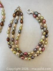 MaxSold Auction: 925 Sterling Silver Multi-Color Freshwater Pearl Necklace, 3-Strand Bracelet & Earring set - Toronto (Ontario, Canada) SELLER MANAGED Moving Online Auction - Howard Park Avenue