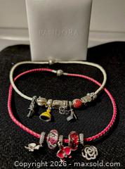 MaxSold Auction: Pandora Leather necklaces Lot – 2 necklaces with Charms | White & Pink Braided Leather, S92 - Toronto (Ontario, Canada) SELLER MANAGED Moving Online Auction - Howard Park Avenue
