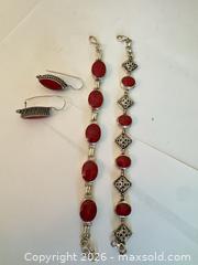 MaxSold Auction: Sterling Silver Red Coral Bracelet and Earrings Set - Toronto (Ontario, Canada) SELLER MANAGED Moving Online Auction - Howard Park Avenue