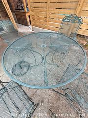 MaxSold Auction: Vintage Wrought Iron Patio Set – Table, 4 Chairs, 2 Side Tables & Umbrella Stand - Toronto (Ontario, Canada) SELLER MANAGED Moving Online Auction - Howard Park Avenue