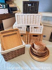 MaxSold Auction: Wicker & Rattan Basket Lot – Storage Baskets, Trays & Chargers | Various Sizes & Colors - Toronto (Ontario, Canada) SELLER MANAGED Moving Online Auction - Howard Park Avenue