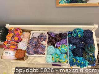 MaxSold Auction: Yarn Lot – Caron, Bernat, Red Heart & More | Colorful Skeins, Blues, Purples, Teal, Orange - Toronto (Ontario, Canada) SELLER MANAGED Moving Online Auction - Howard Park Avenue