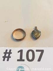 MaxSold Auction: (925 Sterling) Ring & "Silver" Stamped Heart Locket - New Westminster (British Columbia, Canada) PARTNER MANAGED Estate Sale Online Auction - Chestnut Street