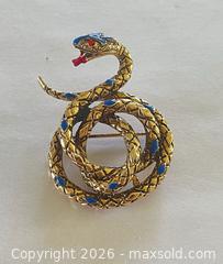 MaxSold Auction: MCM Arthur Pepper (ART) Coiled Snake Brooch with Enamel & Rhinestone Details - New Westminster (British Columbia, Canada) PARTNER MANAGED Estate Sale Online Auction - Chestnut Street