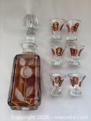 MaxSold Auction: Vintage Bohemian Engraved Amber Flashed Glass Decanter Set - New Westminster (British Columbia, Canada) PARTNER MANAGED Estate Sale Online Auction - Chestnut Street