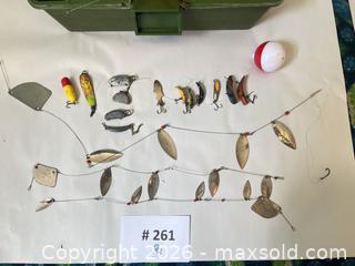 MaxSold Auction: Vintage Fishing Tackle Box filled with Lures, Hooks & Spoons: Helin Flatfish, Gibbs - New Westminster (British Columbia, Canada) PARTNER MANAGED Estate Sale Online Auction - Chestnut Street