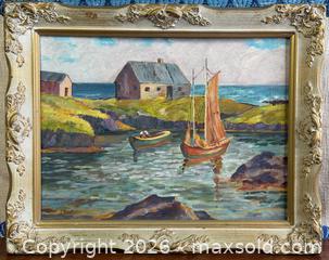 MaxSold Auction: EDITH M HUNT 'Sea Shore' Oil on Board Painting - Hamilton (Ontario, Canada) SELLER MANAGED Estate Sale Online Auction - Gertrude Street
