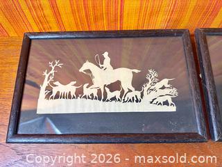 MaxSold Auction: Pair of Silhouette Paper-Cut Fox Hunting Scenes Framed  - Hamilton (Ontario, Canada) SELLER MANAGED Estate Sale Online Auction - Gertrude Street