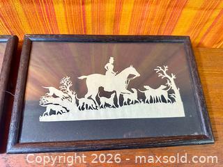MaxSold Auction: Pair of Silhouette Paper-Cut Fox Hunting Scenes Framed  - Hamilton (Ontario, Canada) SELLER MANAGED Estate Sale Online Auction - Gertrude Street