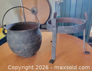MaxSold Auction: Antique/Old Cast Iron Cauldron & Stand  - East Cocalico Township (Pennsylvania, USA) SELLER MANAGED Downsizing Online Auction - Stevens Road