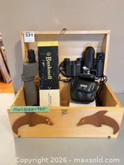 MaxSold Auction: Bushnell & Pentax Binoculars, Monocular, Cases & Wooden Storage Box - West Vancouver (British Columbia, Canada) SELLER MANAGED Downsizing Online Auction - 17th Street (CONDO)