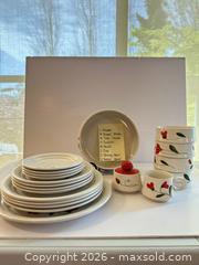 MaxSold Auction: Italian Hand-Painted Ceramic Dinnerware Set, Red Poppy Motif - West Vancouver (British Columbia, Canada) SELLER MANAGED Downsizing Online Auction - 17th Street (CONDO)