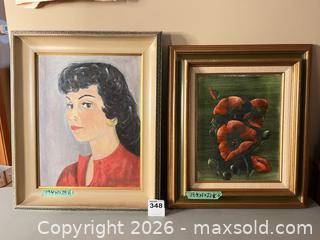 MaxSold Auction: Original Oil Portrait and Poppies on Canvas, Framed Pair - West Vancouver (British Columbia, Canada) SELLER MANAGED Downsizing Online Auction - 17th Street (CONDO)