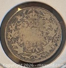 MaxSold Auction: 1918 Cdn. Silver King George V 25 Cents  - Newmarket (Ontario, Canada) PARTNER MANAGED Reseller Online Auction - Walter Avenue