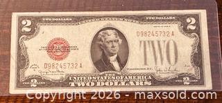 MaxSold Auction: 1928G US Jefferson 2 Dollars Paper Banknote  - Newmarket (Ontario, Canada) PARTNER MANAGED Reseller Online Auction - Walter Avenue