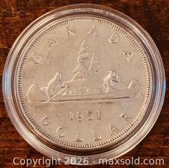 MaxSold Auction: 1951 Cdn. Silver King George VI 1 Dollar  - Newmarket (Ontario, Canada) PARTNER MANAGED Reseller Online Auction - Walter Avenue