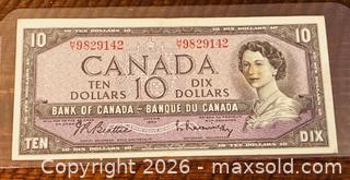 MaxSold Auction: 1954 Cdn. Queen Elizabeth II 10 Dollars Paper Banknote  - Newmarket (Ontario, Canada) PARTNER MANAGED Reseller Online Auction - Walter Avenue