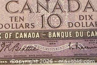 MaxSold Auction: 1954 Cdn. Queen Elizabeth II 10 Dollars Paper Banknote  - Newmarket (Ontario, Canada) PARTNER MANAGED Reseller Online Auction - Walter Avenue