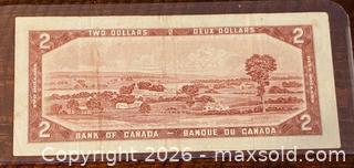 MaxSold Auction: 1954 Cdn. Queen Elizabeth II 2 Dollars Paper Banknote  - Newmarket (Ontario, Canada) PARTNER MANAGED Reseller Online Auction - Walter Avenue