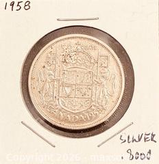 MaxSold Auction: 1958 Cdn. Silver Queen Elizabeth II 50 Cents  - Newmarket (Ontario, Canada) PARTNER MANAGED Reseller Online Auction - Walter Avenue