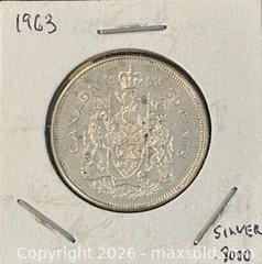MaxSold Auction: 1963 Cdn. Silver Queen Elizabeth II 50 Cents  - Newmarket (Ontario, Canada) PARTNER MANAGED Reseller Online Auction - Walter Avenue