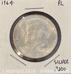 MaxSold Auction: 1964 US Silver Proof-Like Kennedy Half Dollar  - Newmarket (Ontario, Canada) PARTNER MANAGED Reseller Online Auction - Walter Avenue