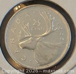 MaxSold Auction: 1965 Cdn. Silver Queen Elizabeth II 25 Cents  - Newmarket (Ontario, Canada) PARTNER MANAGED Reseller Online Auction - Walter Avenue