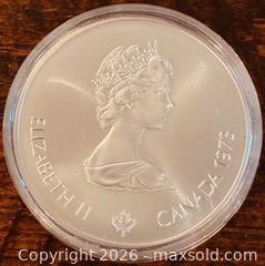 MaxSold Auction: 1973 Cdn. Silver 1976 Montreal Olympics 5 Dollar  - Newmarket (Ontario, Canada) PARTNER MANAGED Reseller Online Auction - Walter Avenue