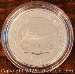 MaxSold Auction: 1992 Cdn. Silver Proof Commemorating the 125th Anniversary of the Canadian Confederation - Province of Newfoundland 25 Cents - Newmarket (Ontario, Canada) PARTNER MANAGED Reseller Online Auction - Walter Avenue