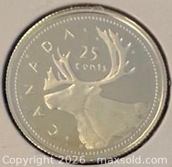 MaxSold Auction: 1992 Cdn. Silver Proof Queen Elizabeth II 25 Cents  - Newmarket (Ontario, Canada) PARTNER MANAGED Reseller Online Auction - Walter Avenue