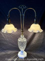 MaxSold Auction: Amazing Art Nouveau Milk Glass Twin Adjustable Tulip Glass Shade Table Lamp - Toronto (Ontario, Canada) PARTNER MANAGED Reseller Online Auction - Railside Road