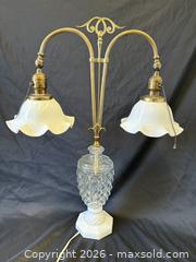 MaxSold Auction: Amazing Art Nouveau Milk Glass Twin Adjustable Tulip Glass Shade Table Lamp - Toronto (Ontario, Canada) PARTNER MANAGED Reseller Online Auction - Railside Road