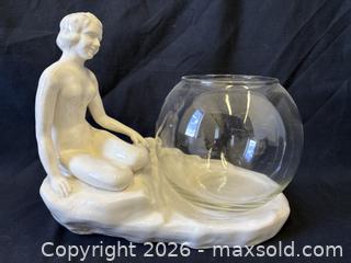 MaxSold Auction: Art Deco Ceramic Nude Lady Holder With Glass Aquarium Bowl - Toronto (Ontario, Canada) PARTNER MANAGED Reseller Online Auction - Railside Road