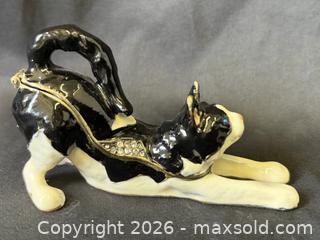 MaxSold Auction: Bejewelled Enameled Pewter Black + White Feline Cat Trinket Box - Toronto (Ontario, Canada) PARTNER MANAGED Reseller Online Auction - Railside Road