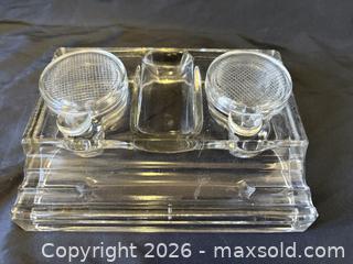 MaxSold Auction: C.1930 Art Deco Modernist All Glass Twin Well Lidded Inkwell - Toronto (Ontario, Canada) PARTNER MANAGED Reseller Online Auction - Railside Road