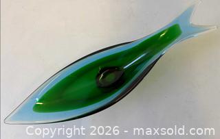 MaxSold Auction: Mid-Century Figural Fish Blue Murano Somerso Italian Green Art Glass Bowl - Toronto (Ontario, Canada) PARTNER MANAGED Reseller Online Auction - Railside Road