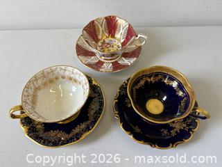 MaxSold Auction: Set 3 English German Porcelain Teacup + Saucer Sets Paragon Bavaria Eche Cobalt C.1940's - Toronto (Ontario, Canada) PARTNER MANAGED Reseller Online Auction - Railside Road
