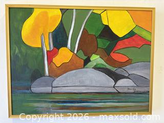 MaxSold Auction: Vibrant Abstract Impressionist Oil Painting On Board Estonian Artist Signed Armilde Siekierski {1925-2020} - Toronto (Ontario, Canada) PARTNER MANAGED Reseller Online Auction - Railside Road