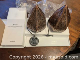 MaxSold Auction: OxyLED Solar Filigree Metal Garden Lanterns, Antique Copper (2) - Vancouver (British Columbia, Canada) SELLER MANAGED Downsizing Online Auction - Shaughnessy Street