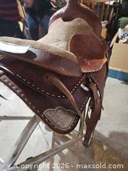 MaxSold Auction: 14" Brown Leather Western Saddle with Floral Tooling - Elizabethtown-Kitley (Ontario, Canada) PARTNER MANAGED Estate Sale Online Auction - Rocksprings Road