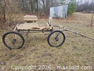 MaxSold Auction: Horse-Drawn Carriage / Cart, Wood & Metal Frame, 2-Seat - Elizabethtown-Kitley (Ontario, Canada) PARTNER MANAGED Estate Sale Online Auction - Rocksprings Road
