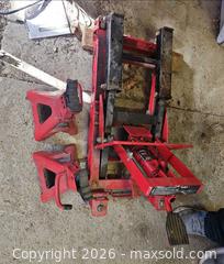 MaxSold Auction: 1500 lb Red Motorcycle Jack with Included 2 Jack Axle Stands - Elizabethtown-Kitley (Ontario, Canada) PARTNER MANAGED Estate Sale Online Auction - Rocksprings Road