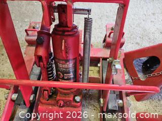 MaxSold Auction: 1500 lb Red Motorcycle Jack with Included 2 Jack Axle Stands - Elizabethtown-Kitley (Ontario, Canada) PARTNER MANAGED Estate Sale Online Auction - Rocksprings Road