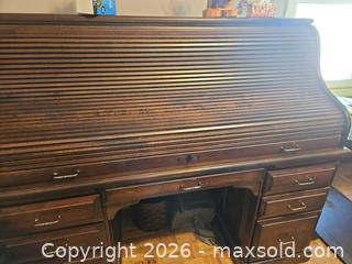 MaxSold Auction: Dark Brown Traditional Roll-Top Desk, Large - Elizabethtown-Kitley (Ontario, Canada) PARTNER MANAGED Estate Sale Online Auction - Rocksprings Road