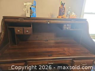 MaxSold Auction: Dark Brown Traditional Roll-Top Desk, Large - Elizabethtown-Kitley (Ontario, Canada) PARTNER MANAGED Estate Sale Online Auction - Rocksprings Road